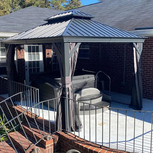 Hardtop Gazebo Gray with Drainage Gutters