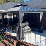Hardtop Gazebo Gray with Drainage Gutters