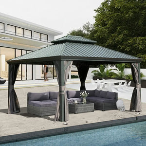 Hardtop Gazebo Gray with Drainage Gutters