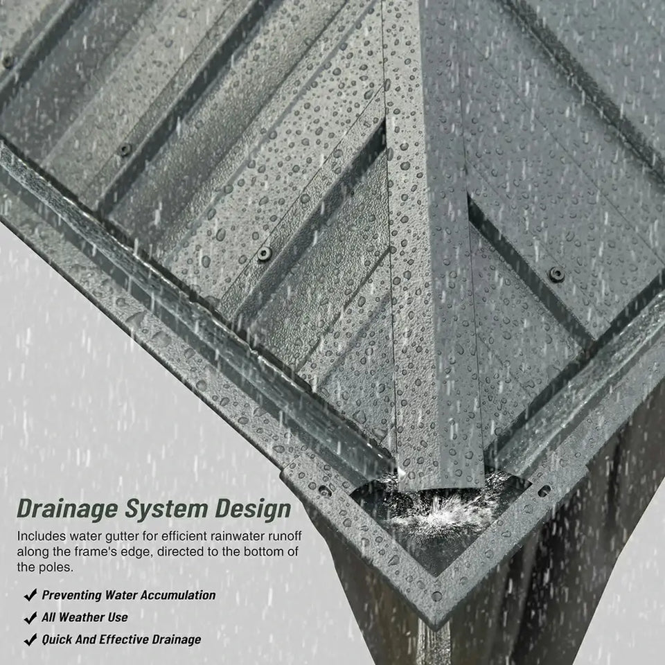 Hardtop Gazebo Gray with Drainage Gutters