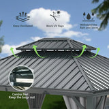 Hardtop Gazebo Gray with Drainage Gutters