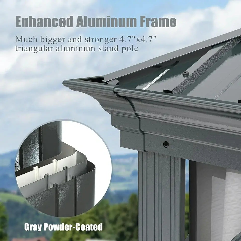 Hardtop Gazebo Gray with Drainage Gutters