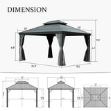Hardtop Gazebo Gray with Drainage Gutters