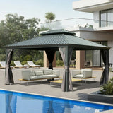 Hardtop Gazebo Gray with Drainage Gutters