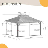 Hardtop Gazebo Gray with Drainage Gutters
