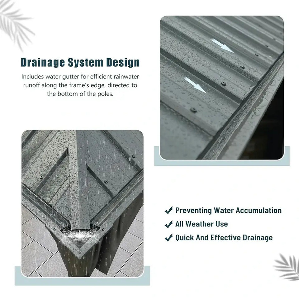 Hardtop Gazebo Gray with Drainage Gutters
