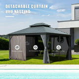 Hardtop Gazebo Gray with Drainage Gutters