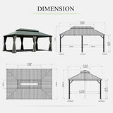 Hardtop Gazebo Gray with Drainage Gutters