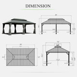Hardtop Gazebo Gray with Drainage Gutters