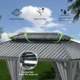 Hardtop Gazebo Gray with Drainage Gutters