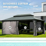 Hardtop Gazebo Gray with Drainage Gutters