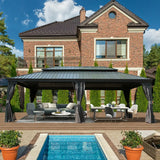 Hardtop Gazebo Gray with Drainage Gutters
