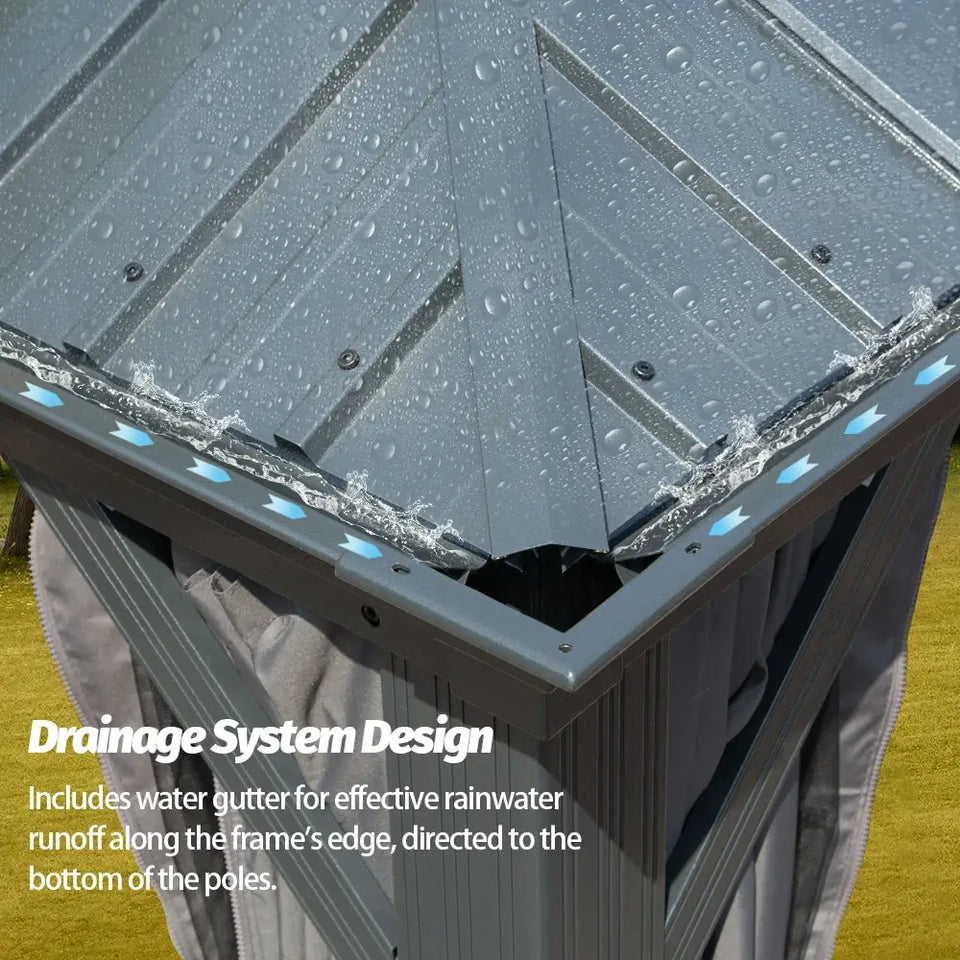 Hardtop Gazebo Gray with Drainage Gutters