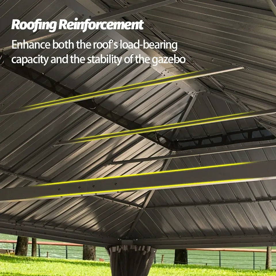 Hardtop Gazebo Gray with Drainage Gutters