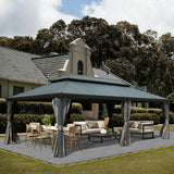 Hardtop Gazebo Gray with Drainage Gutters