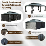 Hardtop Gazebo Gray with Drainage Gutters