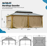 Hardtop Gazebo Wood-Looking with Drainage Gutters