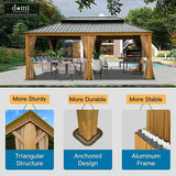 Hardtop Gazebo Wood-Looking with Drainage Gutters