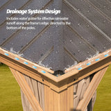 Hardtop Gazebo Wood-Looking with Drainage Gutters