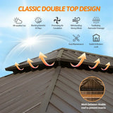 Hardtop Gazebo Wood-Looking with Drainage Gutters