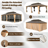 Hardtop Gazebo Wood-Looking with Drainage Gutters