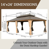 Hardtop Gazebo Wood-Looking with Drainage Gutters
