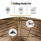 Hardtop Gazebo Wood-Looking with Drainage Gutters