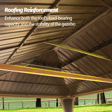 Hardtop Gazebo Wood-Looking with Drainage Gutters