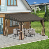 Wall-Mounted Hardtop Gazebo with Drainage Gutters