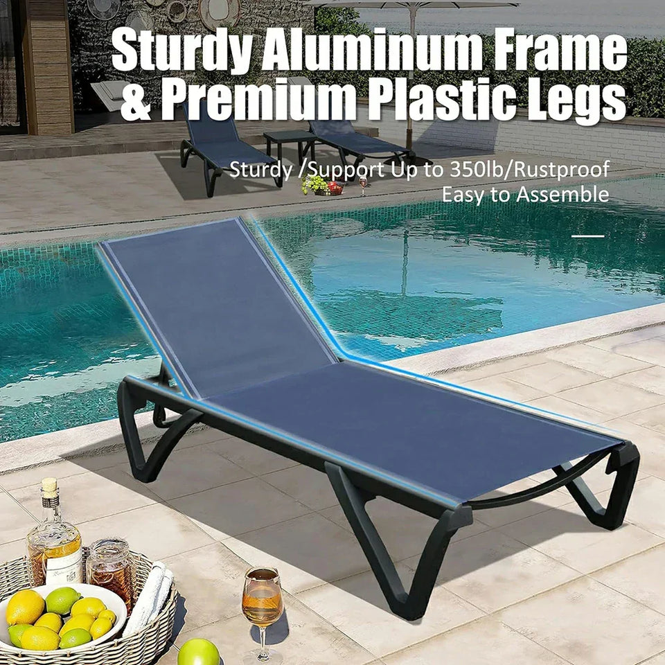 Patio Pool Lounge Chair Set (2 Chairs)