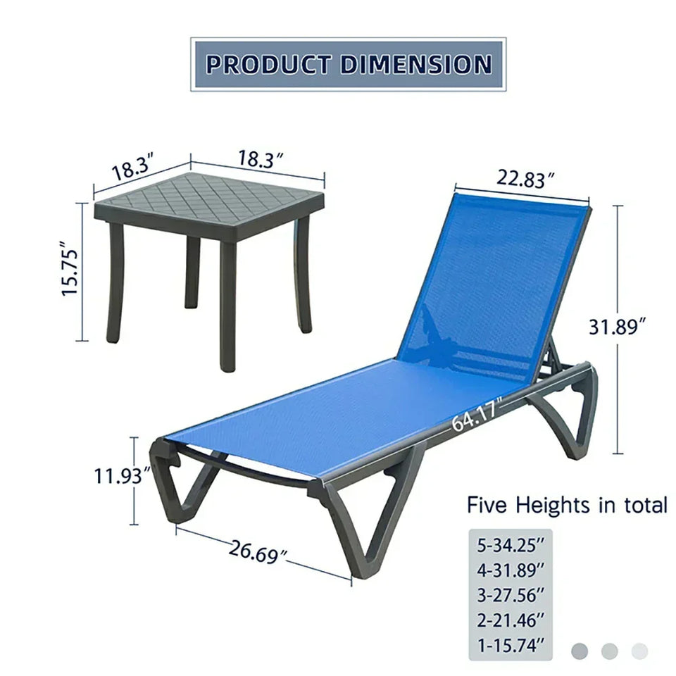 Patio Pool Lounge Chair Set (2 Chairs)