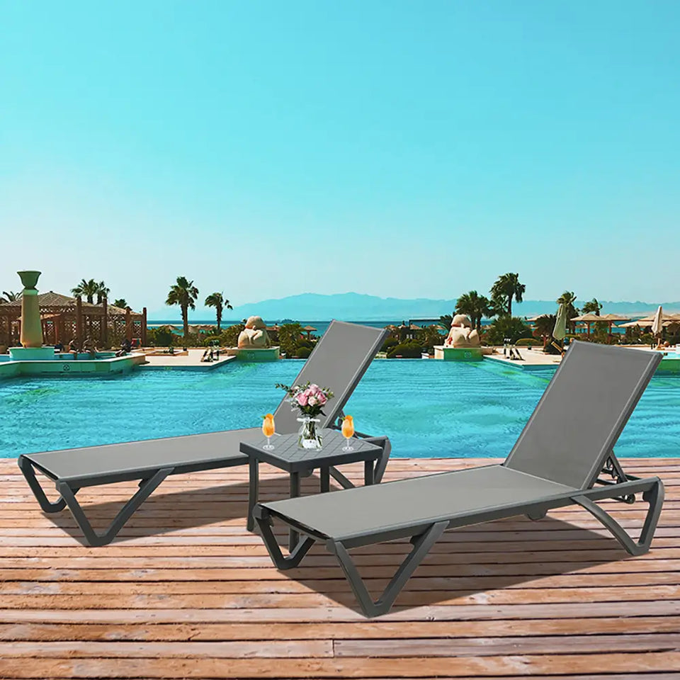 Patio Pool Lounge Chair Set (2 Chairs)
