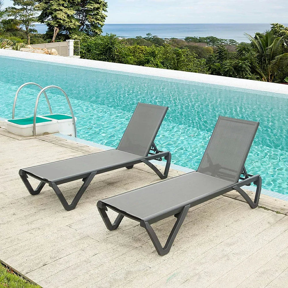 Patio Pool Lounge Chair Set (2 Chairs)