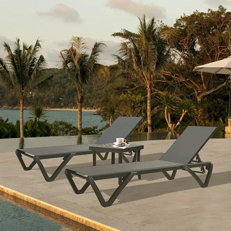 Patio Pool Lounge Chair Set (2 Chairs)