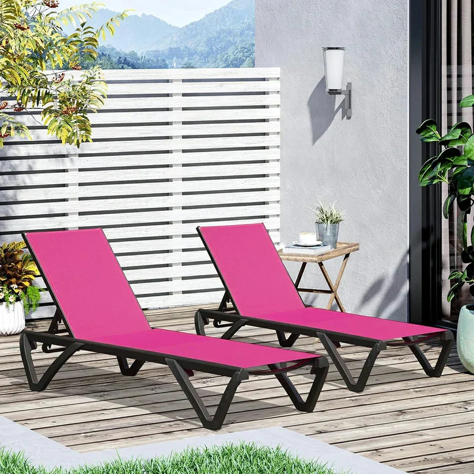 Patio Pool Lounge Chair Set (2 Chairs)