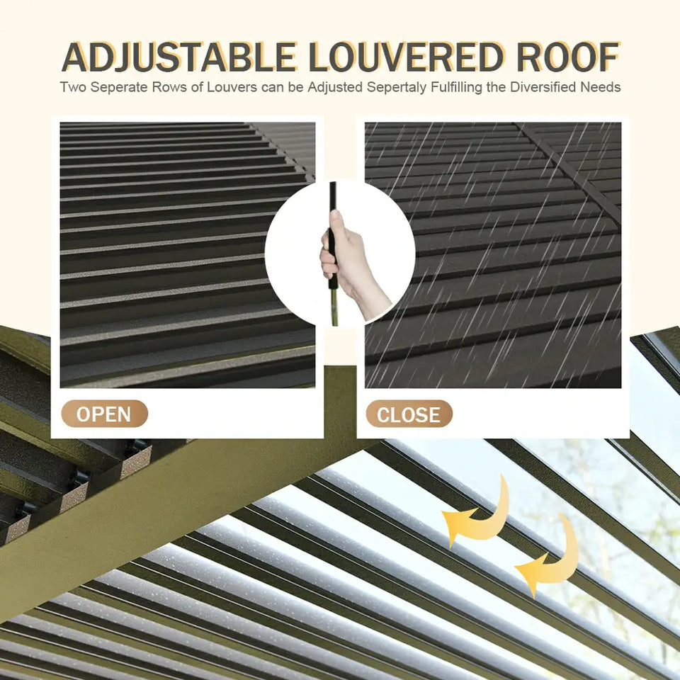 Aluminum Louvered Pergola - Brown