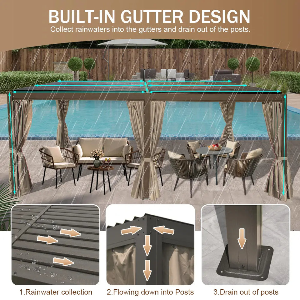 Aluminum Louvered Pergola - Brown