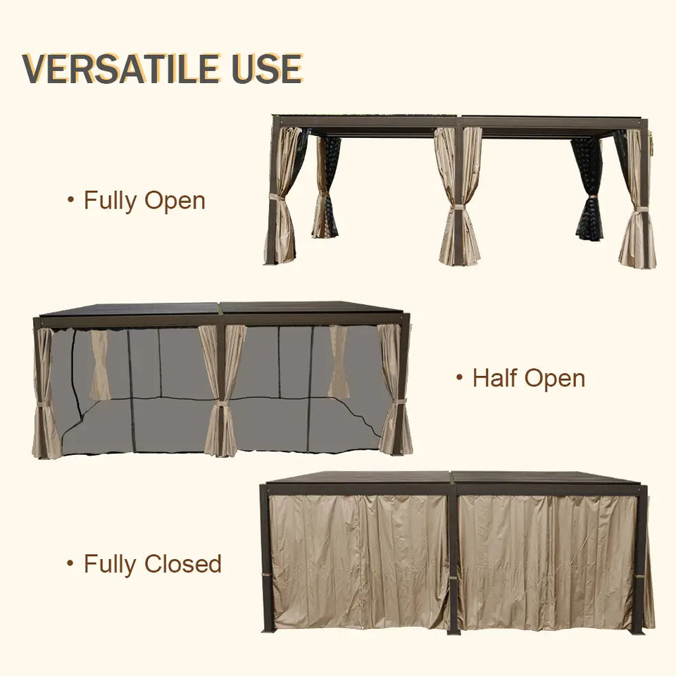 Aluminum Louvered Pergola - Brown