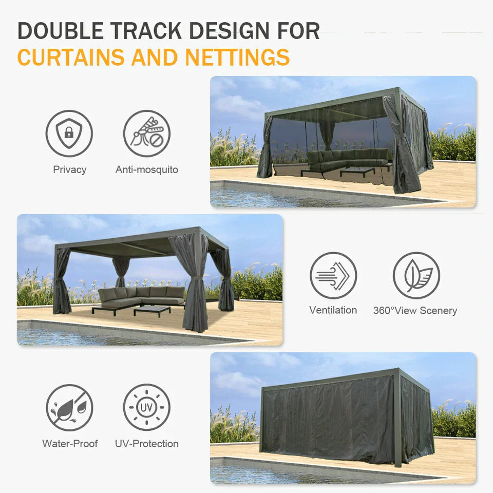 Aluminum Louvered Pergola - Gray