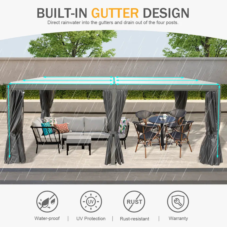 Aluminum Louvered Pergola - Gray