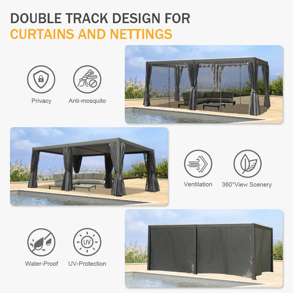 Aluminum Louvered Pergola - Gray