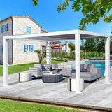 Louvered Pergola White W/O Curtain & Netting