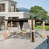Louvered Pergola Brown with Galvanized Steel Roof