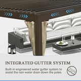 Louvered Pergola Brown with Galvanized Steel Roof