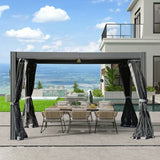 Louvered Pergola Dark Gray with Galvanized Steel Roof