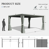 Louvered Pergola Dark Gray with Galvanized Steel Roof