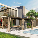 Louvered Pergola Brown with Galvanized Steel Roof