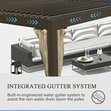 Louvered Pergola Brown with Galvanized Steel Roof