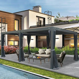 Louvered Pergola Dark Gray with Galvanized Steel Roof