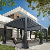Louvered Pergola Dark Gray with Galvanized Steel Roof